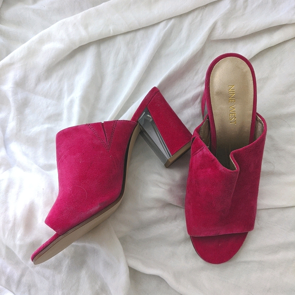 Nine west Block heels open toe mules